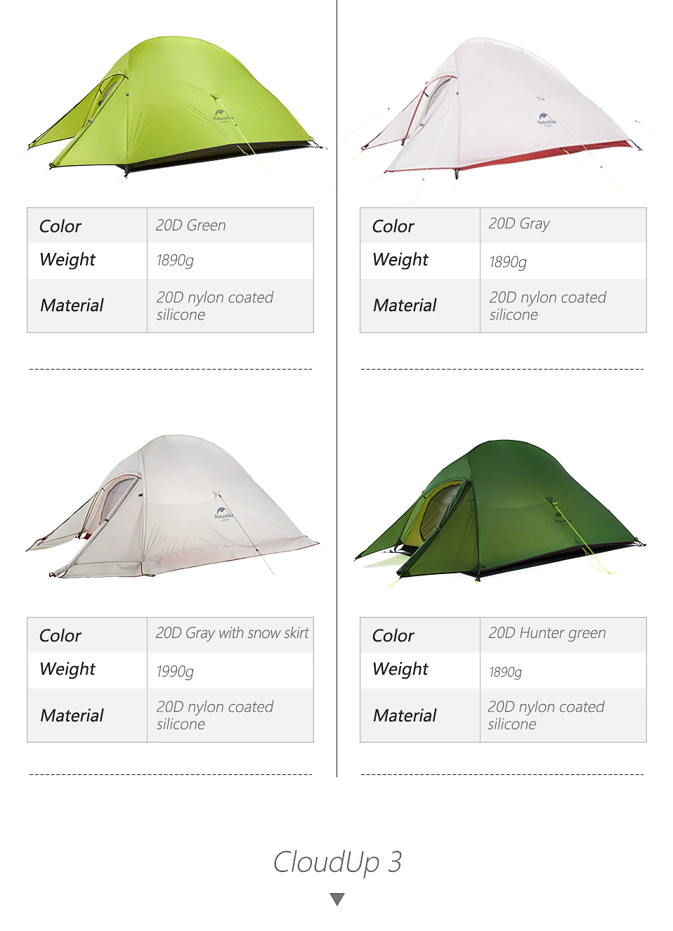 Cheap Goat Tents  Cloud Up 1 2 3 Tent Ultralight Professional Self Standing 20D Nylon With Free Mat for Outdoor Camping Hiking Tents 